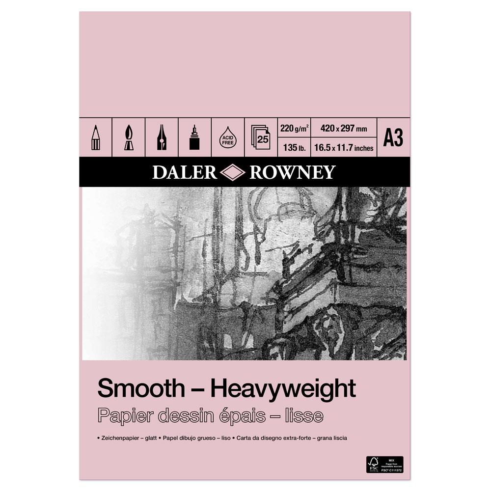 Daler Rowney Smooth Heavyweight Cartridge Pad - Pink A3, A4, A5